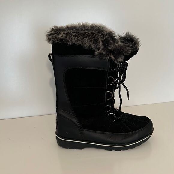Champion C9 Ruthie Tall Black Leather Winter Boot With Faux Fur Lining Size 10 - Picture 1 of 7